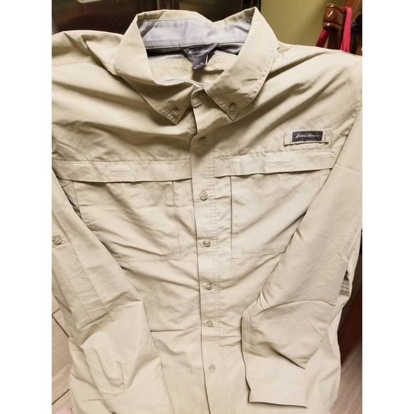 Mens Size XL Eddie Bauer Button Up Shirt  Tan - Picture 1 of 2
